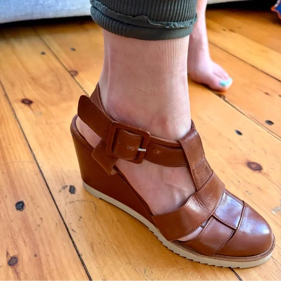 Robert Clergerie Brown Leather Wedge Sandals Size 7 Made in France - Picture 9 of 9